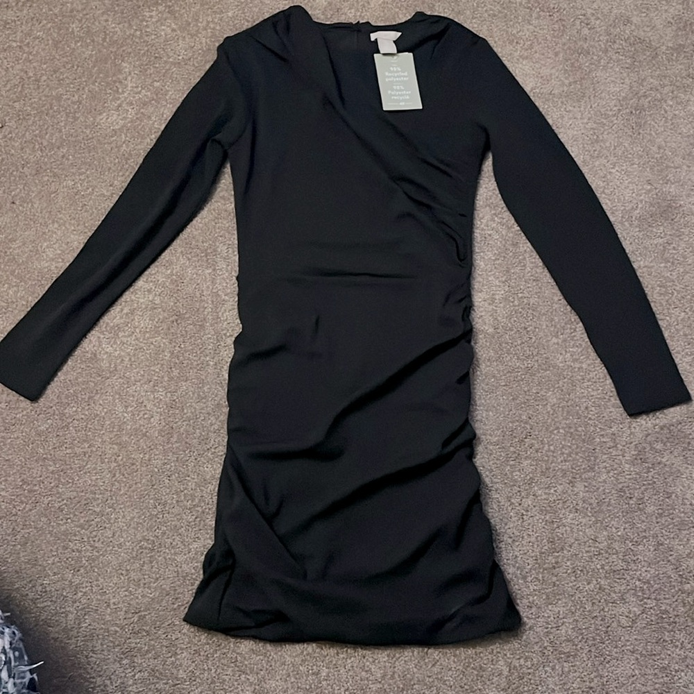 H&M long sleeved black dress, size S